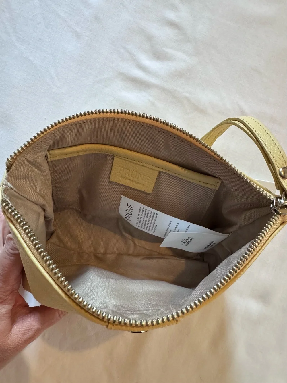 NWT Prüne Leather Makeup Bag / Clutch / Pouch, in Butter Yellow with Dust Bag